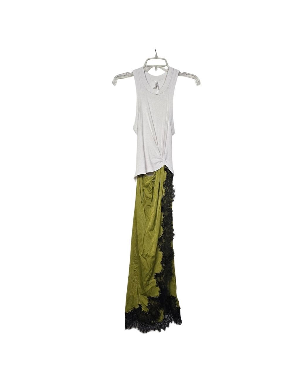 Anthropologie The Keeley Twofer Midi Dress Lace Sleeveless White Green Black XS